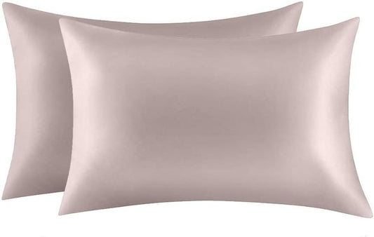 100% Mulberry Silk Pillowcases Set of 2 for Hair and Skin and Super Soft and Breathable King Size Nature Silk Pillowcases (King, Apricot Gray)