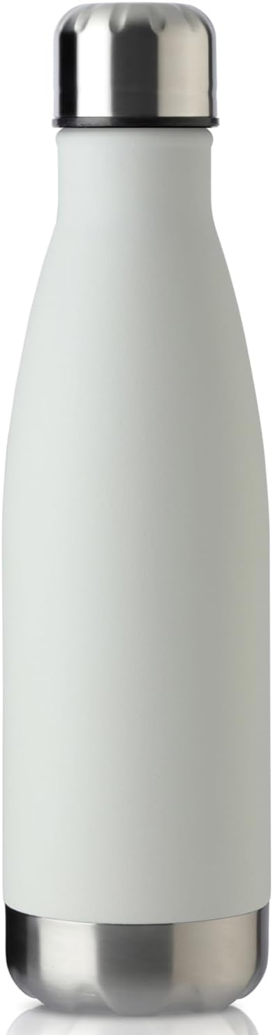 MEWAY 17oz Sport Water Bottle Vacuum Insulated Stainless Steel Leak-Proof Double Wall Cola Shape Water Bottle,Keep Drinks Hot & Cold(White,1 Pack)