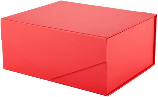 PACKHOME Gift Box 9x6.5x3.8 Inches, Rectangle Collapsible Box with Magnetic Lid for Gift Packaging (Matte Red, Grain Texture)