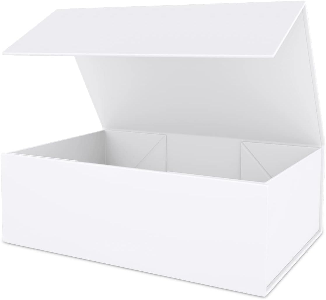 White Gift Box 10" x 6" x 3" with Magnetic Closure Lid Gift Boxe for Presents,Bridesmaid Gifts Boxes,Cute Box,Birthday Box,Luxury for Gift Packaging, Magnetic Gift Boxe for Wrapping Gifts (White)