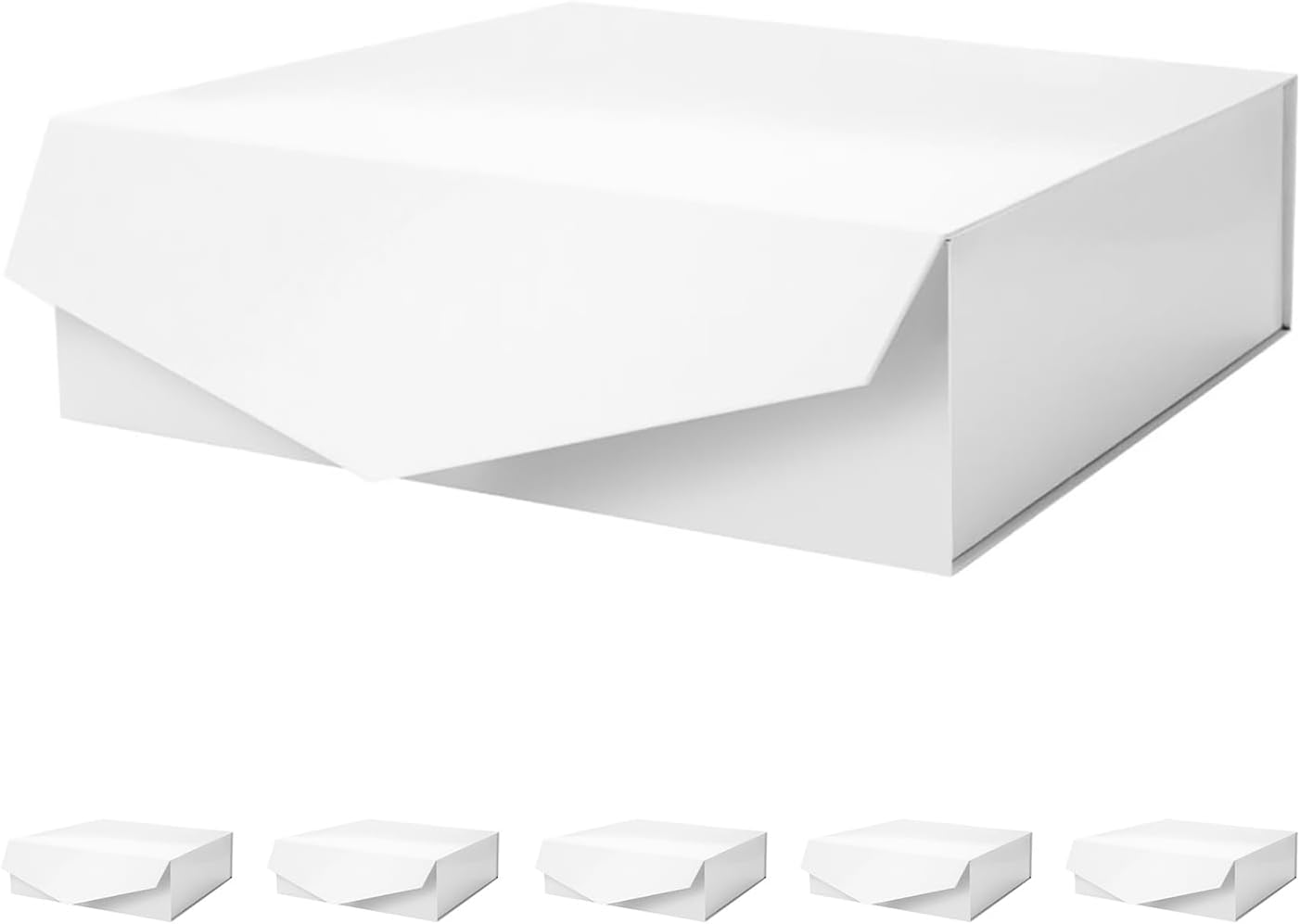 PACKHOME 6 Large Gift Boxes with Lids 13.5x9x4.1 Inches, Sturdy Collapsible Gift Boxes with Magnetic Closure (Glossy White)