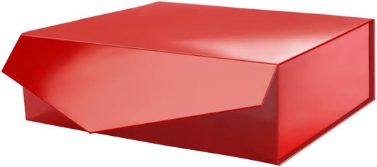 PACKHOME Large Gift Box with Lid 13.5x9x4.1 Inches, Sturdy Collapsible Gift Box with Magnetic Closure (Glossy Red)