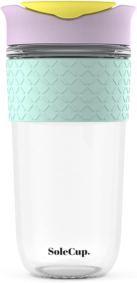 Large Travel Mug - Reusable Insulated Coffee Mug - 18oz/530ml BPA-Free Hot Drink Travel Mug with Lid & Silicone Band (Ice Cream)