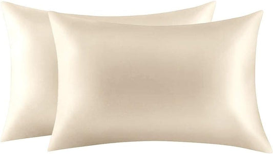 100% Mulberry Silk Pillowcases Set of 2 for Hair and Skin and Super Soft and Breathable King Size Nature Silk Pillowcases (King, Buff Beige)