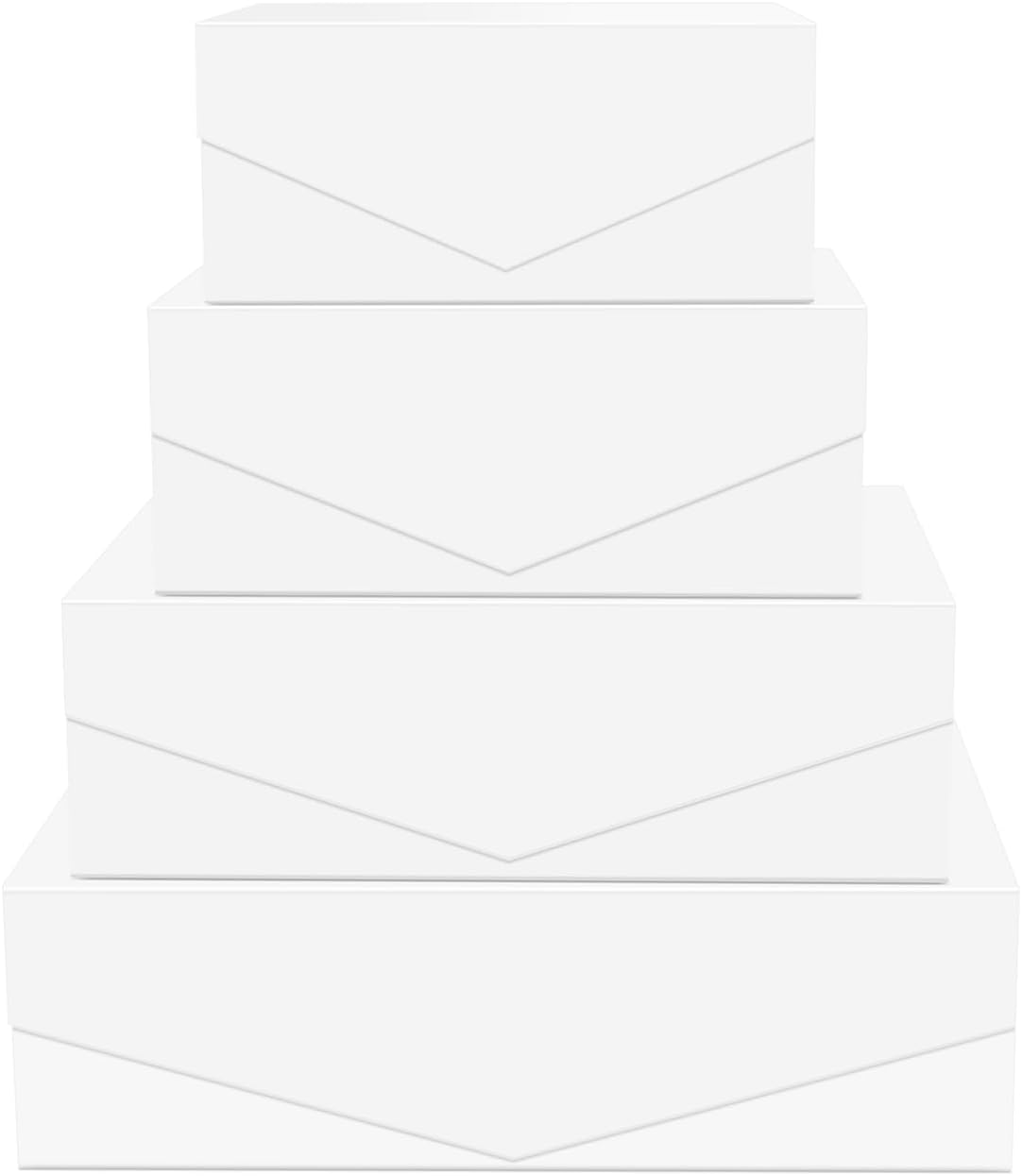 BLK&WH Magnetic Gift Boxes with Lids, Set of 4 White Presents Boxes Assorted Sizes for Birthday, Wedding, Valentines, Christmas, Party, Baby Showers (Matte White)