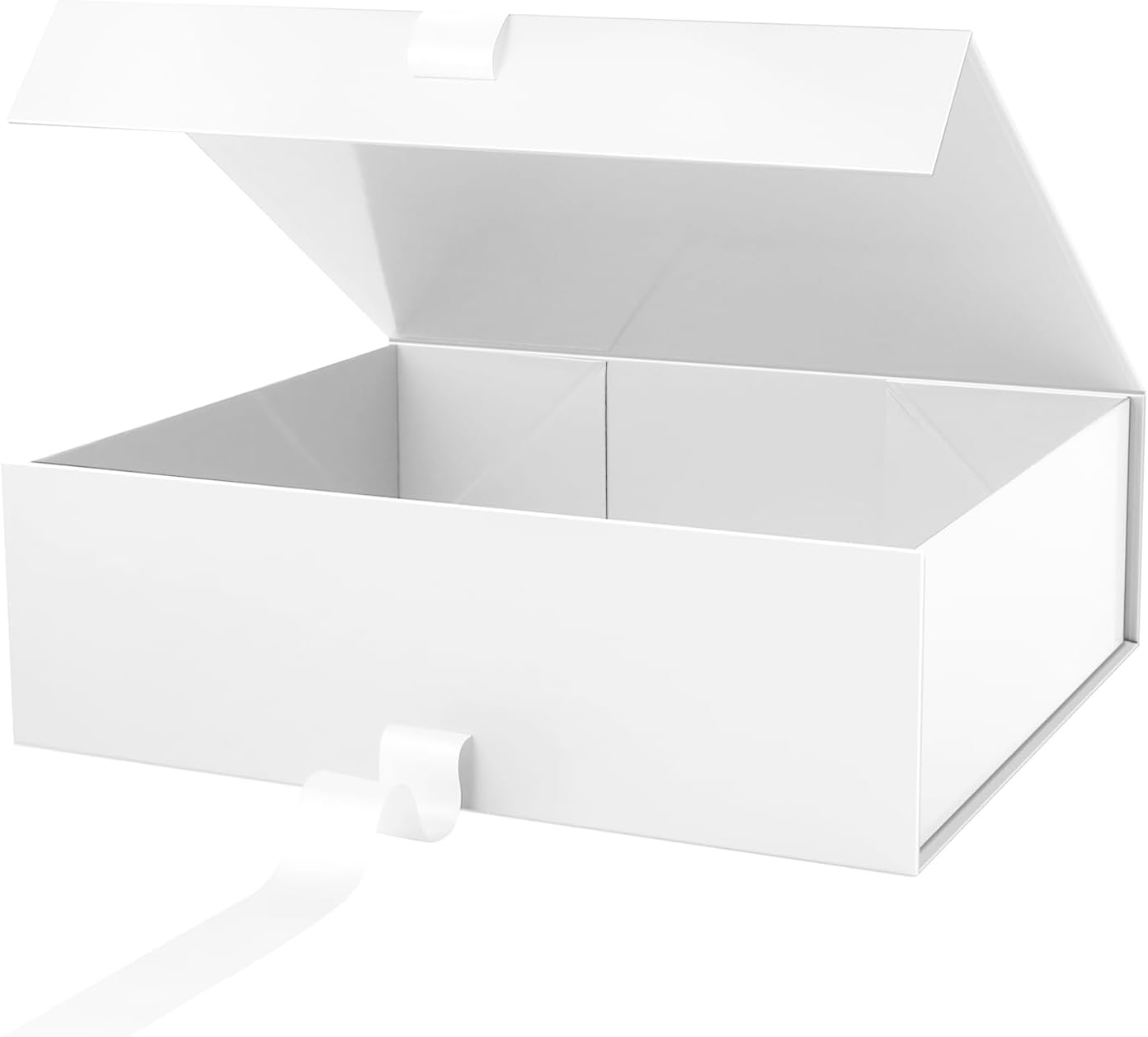 PACKHOME 17x14.5x5.5 Inches, Extra Large Gift Box with Lid, Magnetic Closure Boxes with Ribbon for Clothes and Large Gifts (Glossy White)