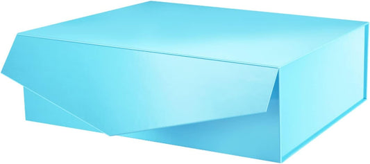 PACKHOME Large Gift Box with Lid 13.5x9x4.1 Inches, Sturdy Collapsible Gift Box with Magnetic Closure (Glossy Blue)