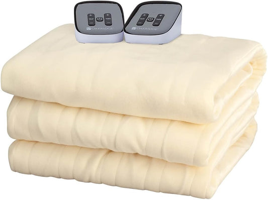 OakRidge Digital Comfort Fleece Heated Queen Blanket - Natural, 100% Polyester, Machine Washable, Oeko-TEX Certified, Perfect for Warm Nights, Controlled Heat Settings