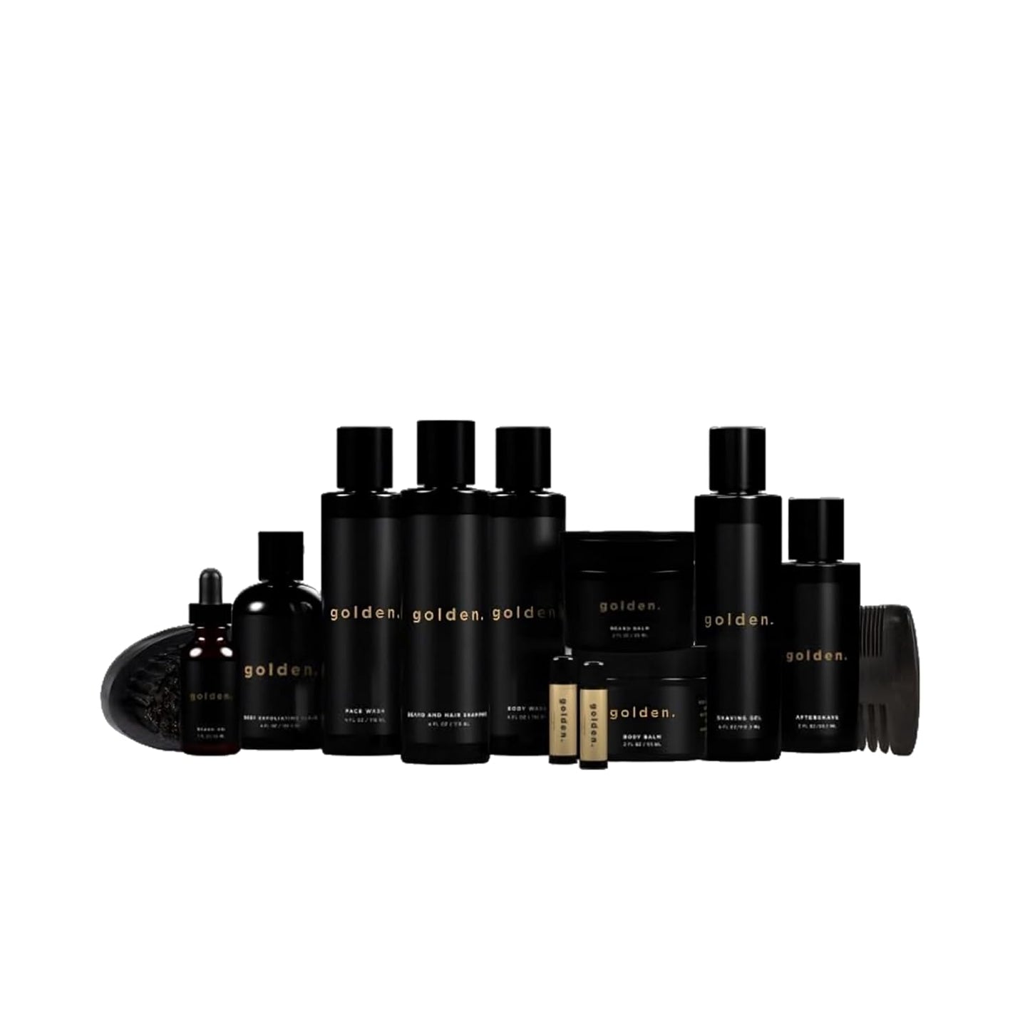 Golden Grooming Co. Complete Men's Grooming Gift Set - Beard Oil, Face & Body Wash, Shampoo, Balms, Moisturizer, Scrub & More