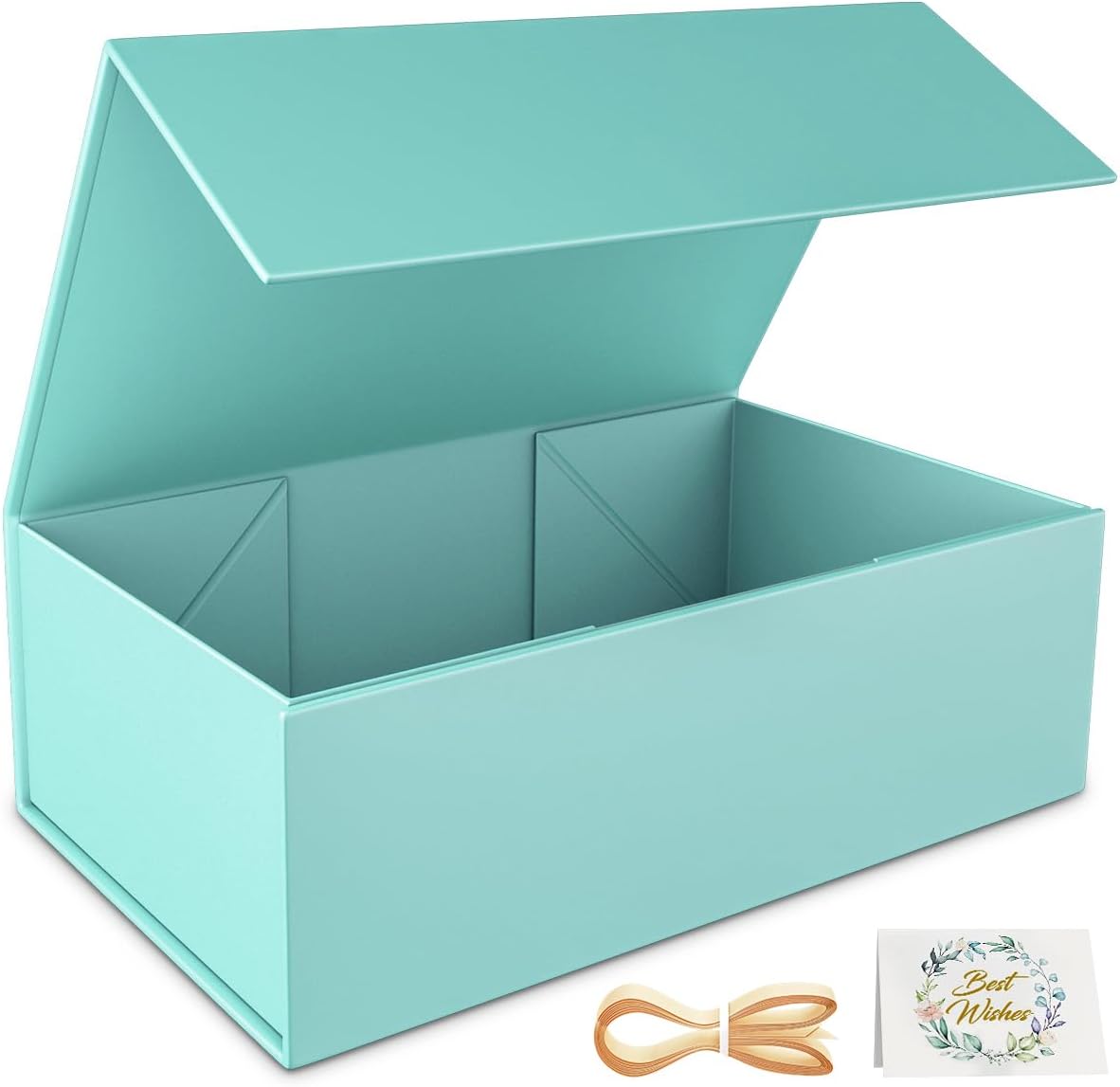 Turquoise Gift Box, 9.5x6x3'' Gift boxes with Lids Magnetic Closure Rectangle Collapsible for Bridesmaid Proposal Box, Wedding, Christmas, Birthday