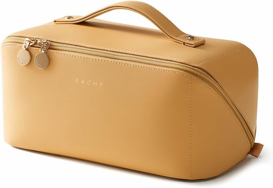 EACHY Travel Makeup Bag,Large Capacity Cosmetic Bags for Women,Waterproof Portable Pouch Open Flat Toiletry Bag Pattern Makeup Bag