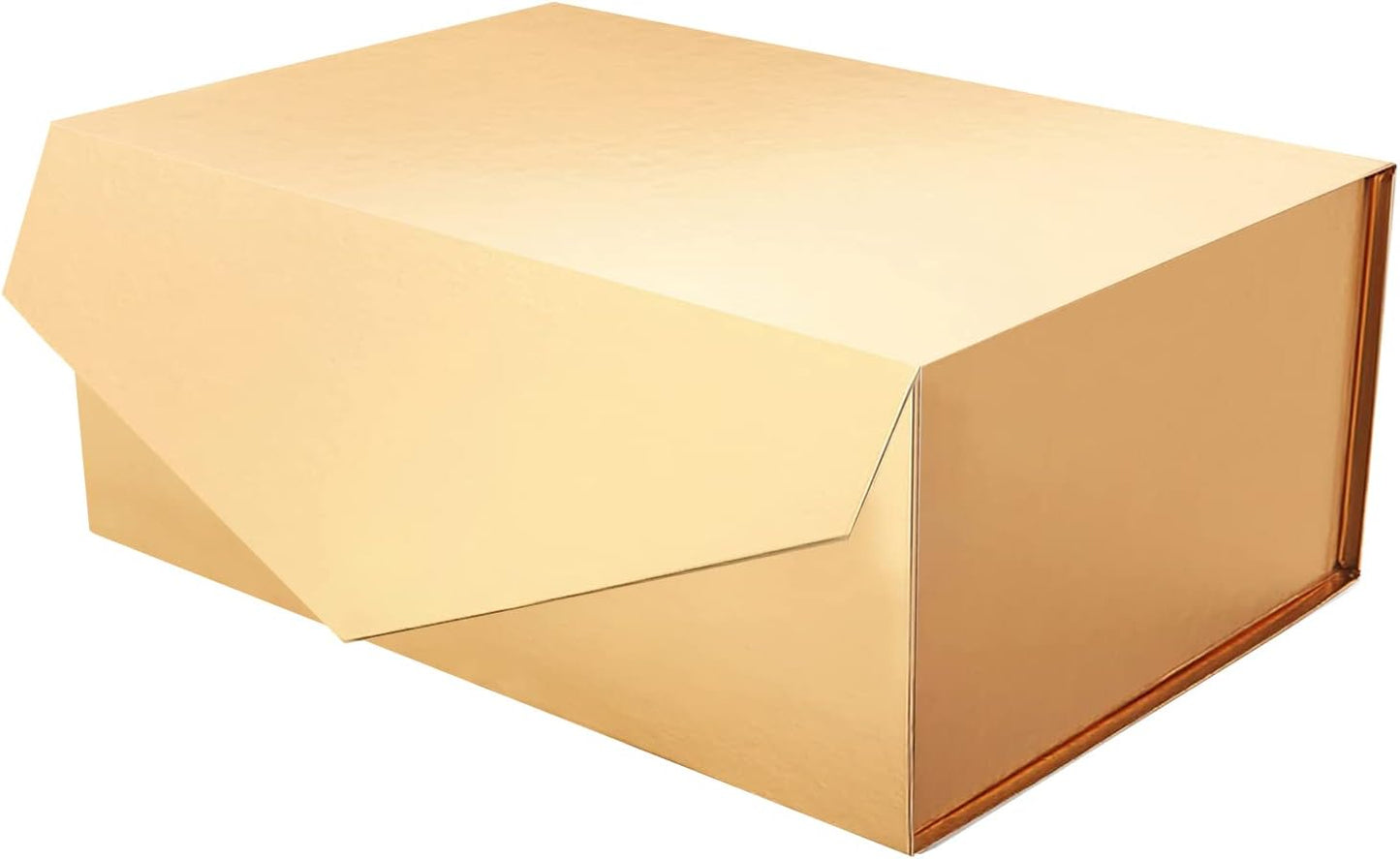 Gold Gift Box with Lid for Present, Magnetic Closure Rectangle Collapsible Gift Box, Bridesmaid Proposal Box, Wedding, Birthday Gift Packaging (9x6.5x3.8 Inches)