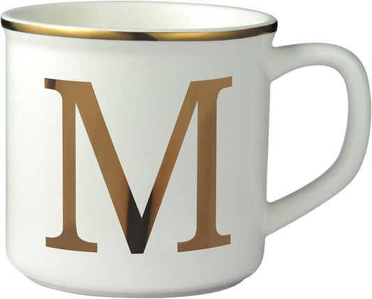 Miicol Ceramic Coffee Mug 16 oz, Monogram Coffee Cup, Golden Initial Tea Mug, Personalized Tea Cup, Unique Gift, Large Mug for Home, Office, Letter M