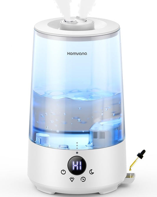 Homvana 3.6L Cool Mist Humidifiers for Bedroom, Large Room, House, Office, Living Room, 34H Top Fill, Aroma, Essential Oil Diffuser for Home, Portable Mini Air Humidifier for Hotel Scent (Transparent)