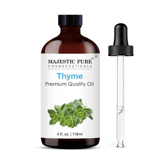Majestic Pure Thyme Essential Oil with Glass Dropper - Huge 4 Fl Oz - 100% Pure and Natural Thyme Oil - Premium Grade Essential Oils for Diffuser, Aromatherapy, Soap and Candle Making