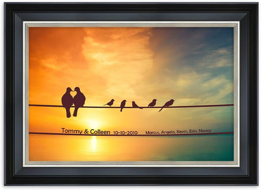 IPIC - We are Family Personalized Framed Wall Art with Names and Date on, Giclee Prints with Solid Wood Frame, Customized Gift and Memorial Gifts for Wedding Anniversary.