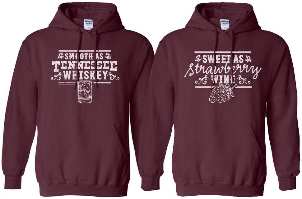Whiskey and Wine Country Couples His & Hers Duo Matching Hoodie Sweatshirt Unisex