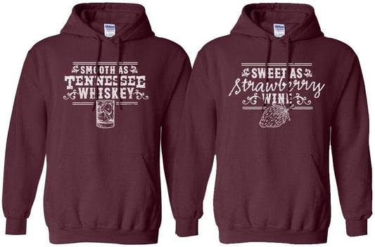 Whiskey and Wine Country Couples His & Hers Duo Matching Hoodie Sweatshirt Unisex