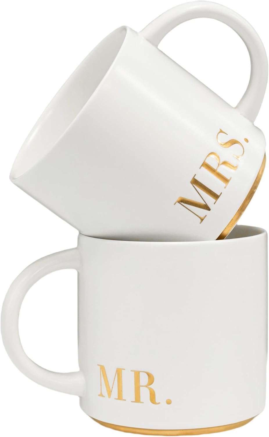 COLLECTIVE HOME - Mr. & Mrs. Ceramic Mugs, Wedding Gift Set, Perfect Luxury Couple's Gift, Elegant Design, Premium Ceramic, 2-Piece Set (MR & MRS)