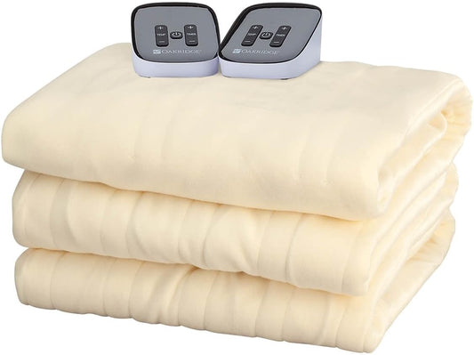 OakRidge Digital Comfort Fleece Heated King Blanket - Natural, 100% Polyester, Machine Washable, Oeko-TEX Certified, Perfect for Warm Nights, Controlled Heat Settings