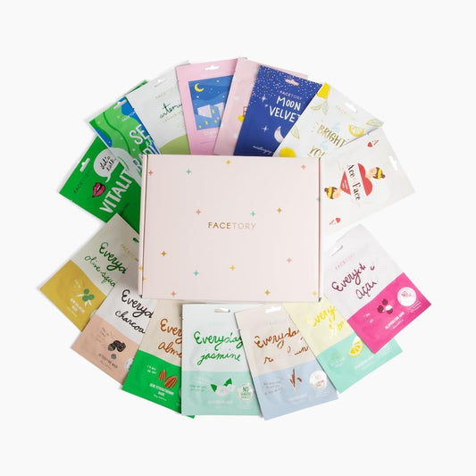 FACETORY K Beauty Face Mask Skin Care - FAVORITE 15 COLLECTION Sheet Mask Set | Natural Premium Korean Face Mask For All Skin Types - No Sulfates No Parabens (15 pc)
