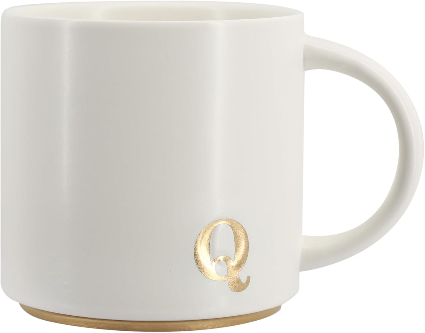 COLLECTIVE HOME - Monogram Ceramic Mugs, 15 oz Golden Initial Coffee Cups, Elegant Capital Alphabet Tea Mugs, Elegant Personalized Mug with Gift Box, Luxurious Cups for Office and Home (Q)
