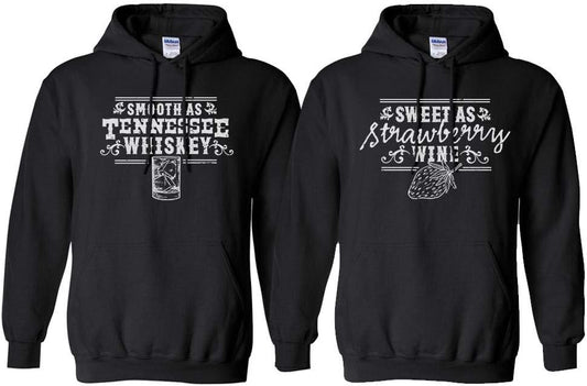 Whiskey and Wine Country Couples His & Hers Duo Matching Hoodie Sweatshirt Unisex
