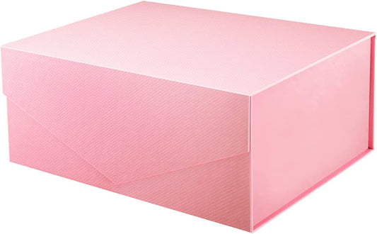 PACKHOME Gift Box 9x6.5x3.8 Inches, Rectangle Collapsible Box with Magnetic Lid for Gift Packaging (Matte Pink, Grain Texture)