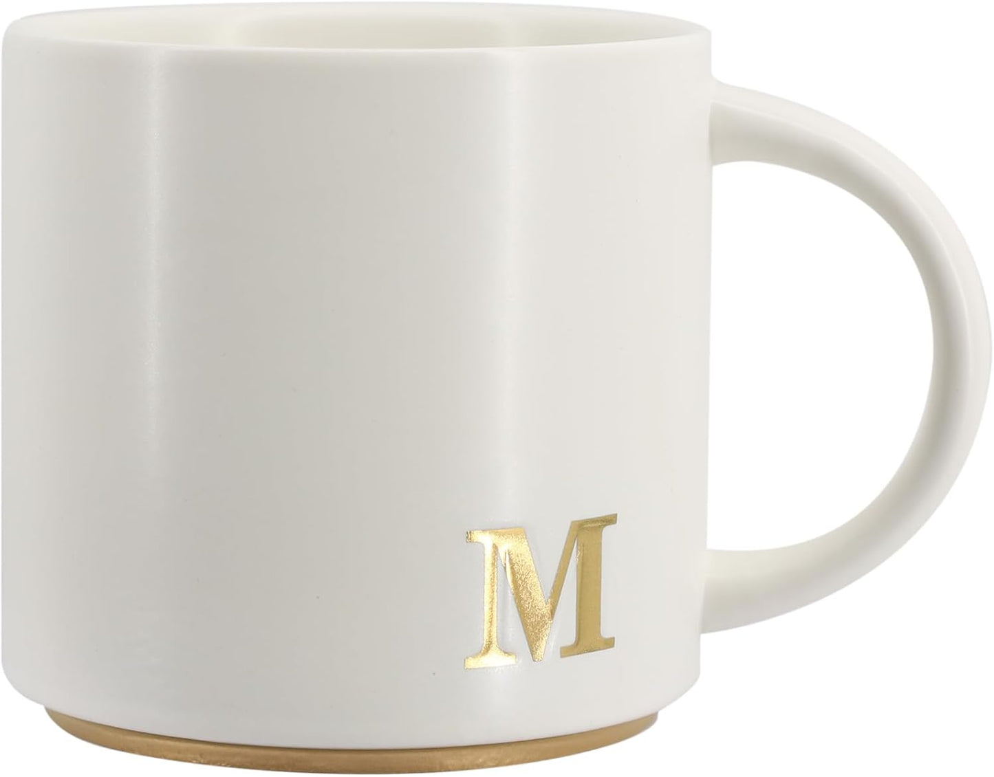 COLLECTIVE HOME - Monogram Ceramic Mugs, 15 oz Golden Initial Coffee Cups, Elegant Capital Alphabet Tea Mugs, Elegant Personalized Mug with Gift Box, Luxurious Cups for Office and Home (M)