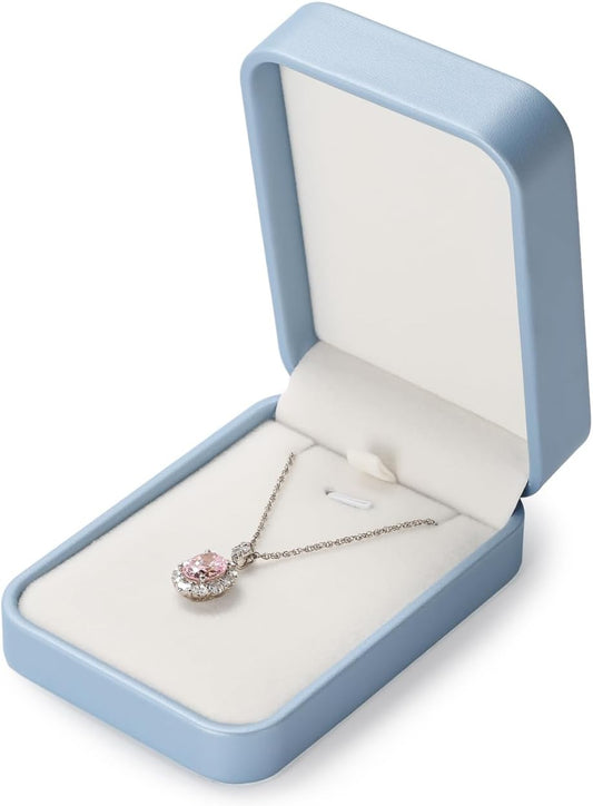Oirlv Luxury Leather Necklace Pendant Gift Box Jewelry Box Small Jewelry Storage Display Case for Christmas Wedding Engagement Birthday (Sky Blue)