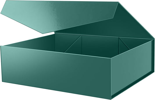 PACKHOME 17x14.5x5.5 Inches, Extra Large Gift Box with Lid, Magnetic Closure Box for Clothes and Large Gifts (Glossy Green)