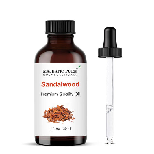 Majestic Pure Sandalwood Essential Oil with Glass Dropper - 1 Fl Oz - 100% Pure and Natural Sandalwood Oil - Premium Grade Essential Oils for Diffuser, Aromatherapy, Soap and Candle Making
