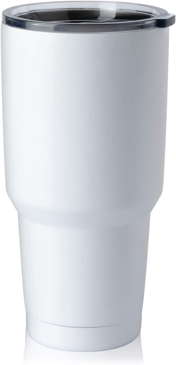 COMOOO 30oz White Tumbler Stainless Steel Insulated Tumbler with Lid Double Wall Vacuum Coffee Cup Large Travel Mug for Hot and Cold Drinks, Home, Office, School,Party (White, 1 Pack)