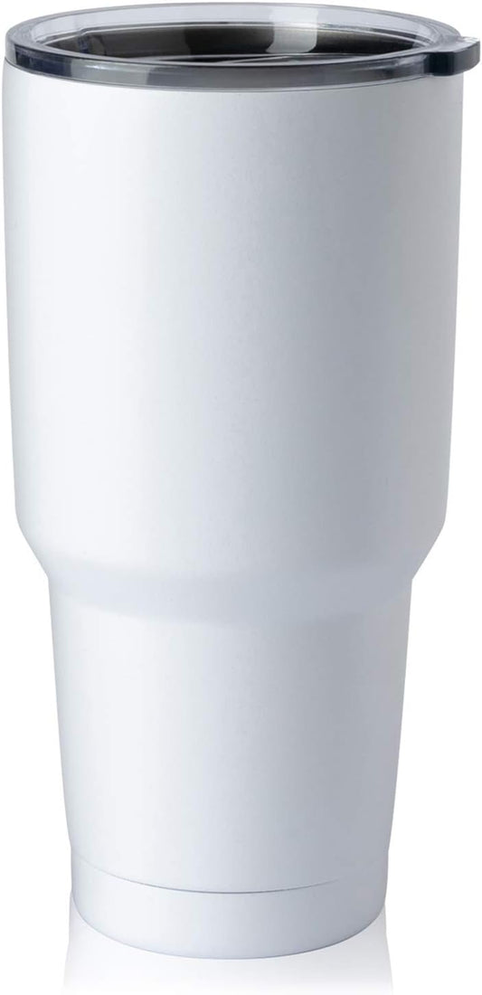 COMOOO 30oz White Tumbler Stainless Steel Insulated Tumbler with Lid Double Wall Vacuum Coffee Cup Large Travel Mug for Hot and Cold Drinks, Home, Office, School,Party (White, 1 Pack)