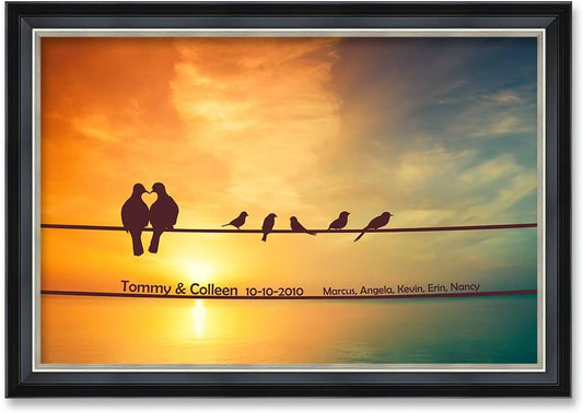 IPIC - We are Family, Personalized Ideal Gift Custom Framed Wall Art with Names and Date, Giclee Prints with Solid Wood Frame, Unique and Memorable Present. Wall Art for Home Decor.