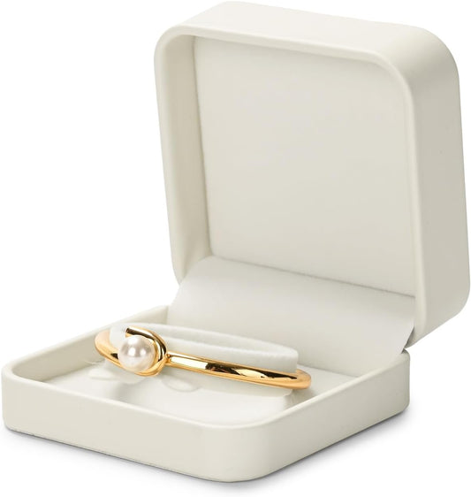 Oirlv Luxury Leather Bracelet Gift Box Jewelry Box Storage Case Organizer Holder for Bracelet Bangle (Creamy-white)