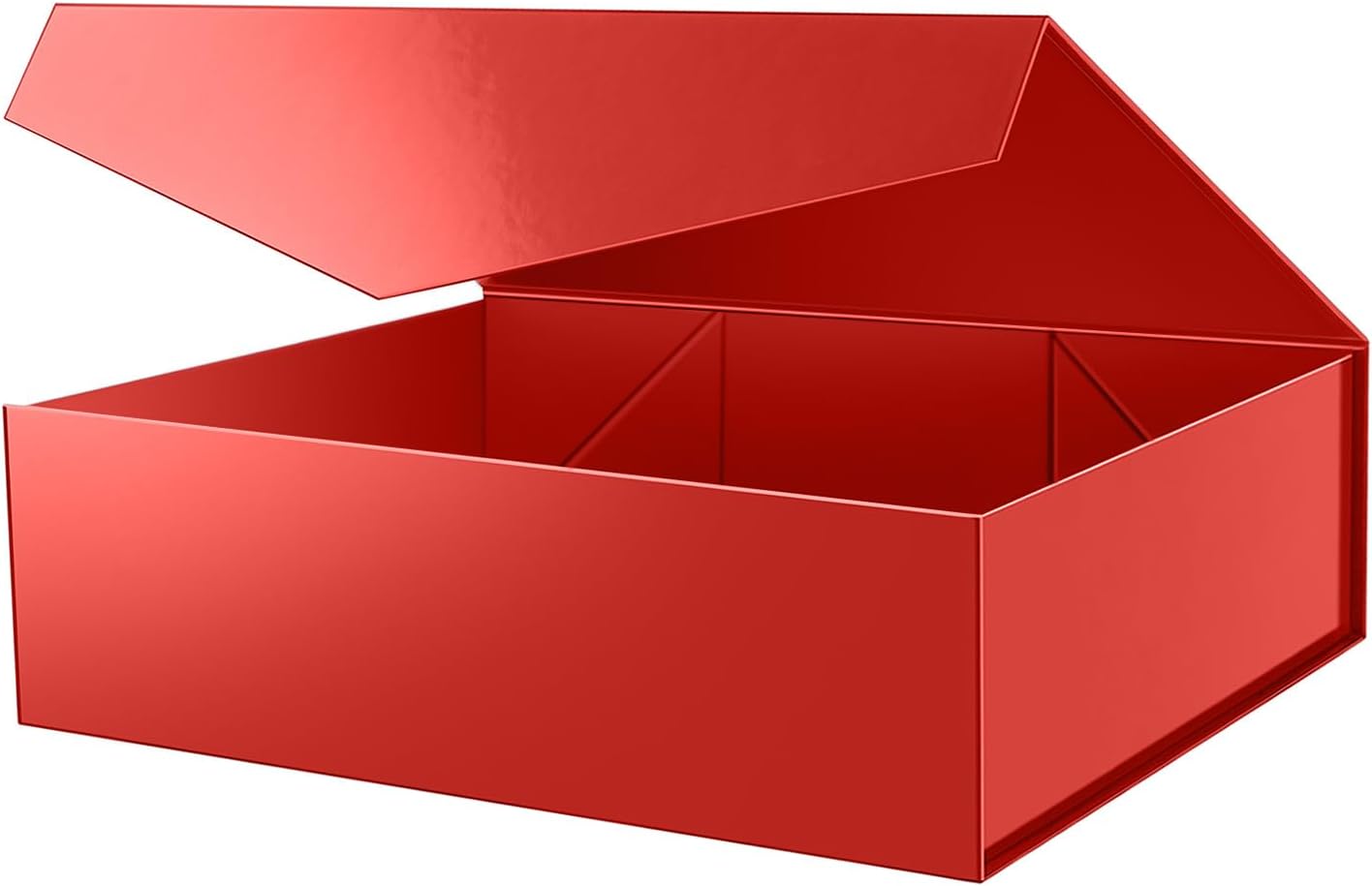 PACKHOME 17x14.5x5.5 Inches, Extra Large Gift Box with Lid, Magnetic Closure Box for Clothes and Large Gifts (Glossy Red)