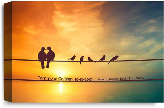 IPIC - We Are Family Personalized Artwork with Names, Customized Gift for Anniversary, Giclee Canvas Wall Art. 24x16