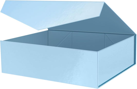 PACKHOME 17x14.5x5.5 Inches, Extra Large Gift Box with Lid, Magnetic Closure Box for Clothes and Large Gifts (Glossy Light Blue)