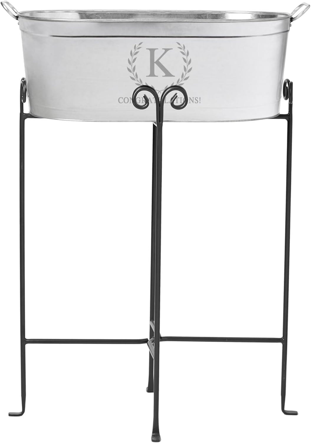 Let's Make Memories Personalized Beverage Tub - Monogram Wreath - Galvanized Drink Tub w/Stand