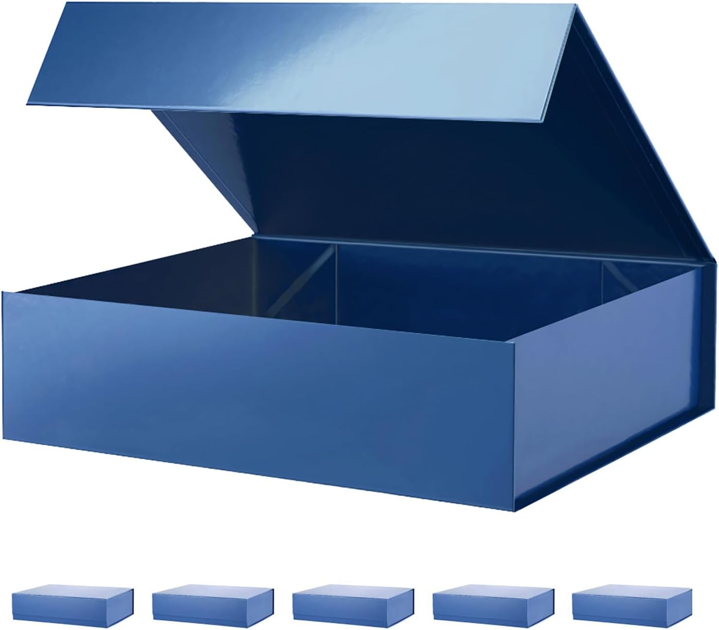 PACKHOME 6 Large Gift Boxes 13.5x10x3.5 Inches, Sturdy Shirt Boxes with Magnetic Lids for Multiple Occasions (Glossy Blue)