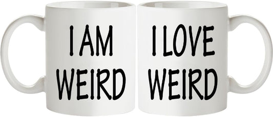 Fatbaby His and Hers Coffee Mug Gifts Set - I Am Weird,I Love Weird Matching Mug - Funny Boyfriend Girlfriend Couples Mugs Set - Anniversary Valentine’s Day Gifts Mug for Couples Him Her 11 OZ