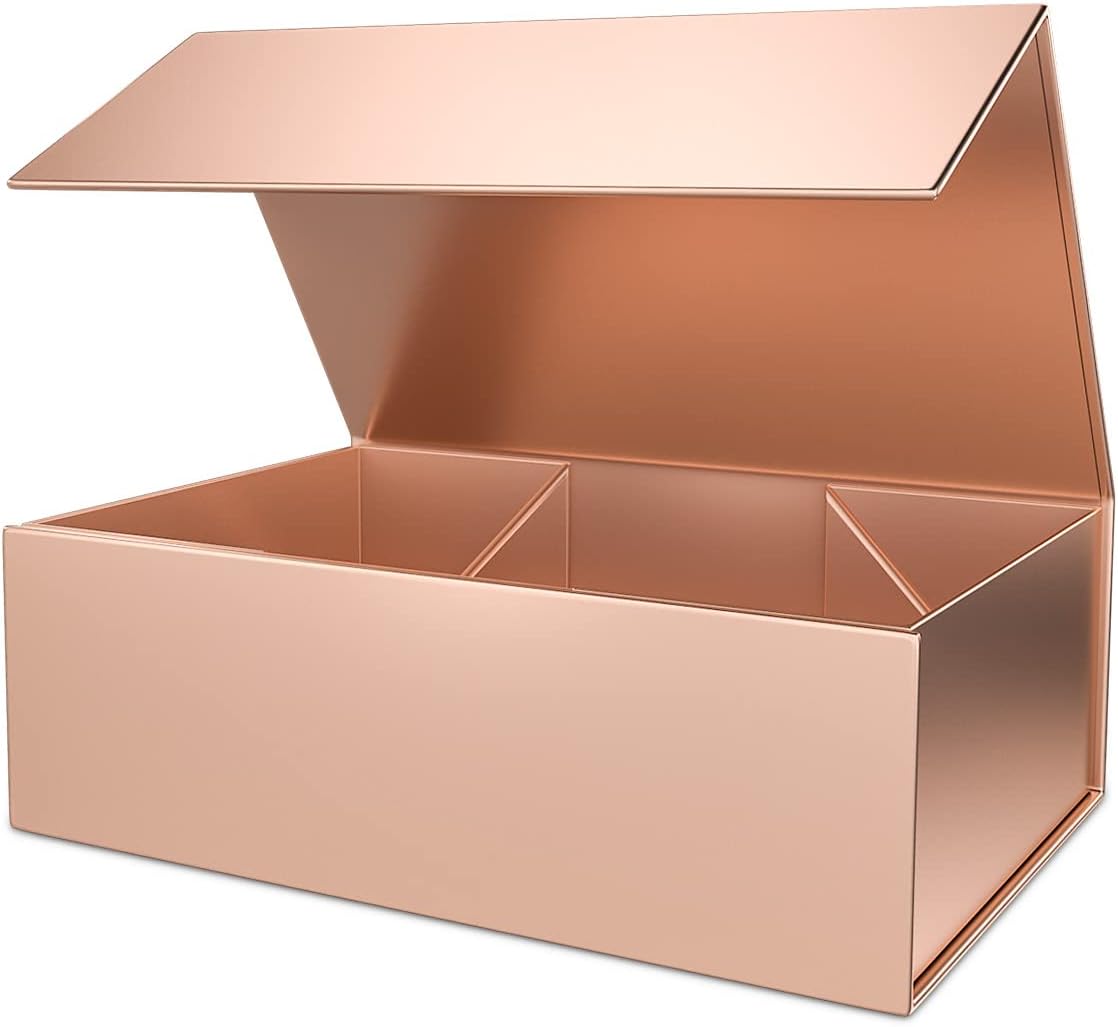 Gift Box 10" x 6" x 3" with Magnetic Closure Lid Gift Boxe for Presents,Bridesmaid Gifts Boxes,Cute Box,Birthday Box,Luxury for Gift Packaging, Magnetic Gift Boxe for Wrapping Gifts (Rose Gold)