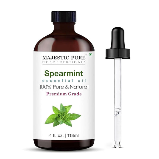 Majestic Pure Spearmint Essential Oil with Glass Dropper - Huge 4 Fl Oz - 100% Pure and Natural Spearmint Oil - Premium Grade Essential Oils for Diffuser, Aromatherapy, Soap and Candle Making