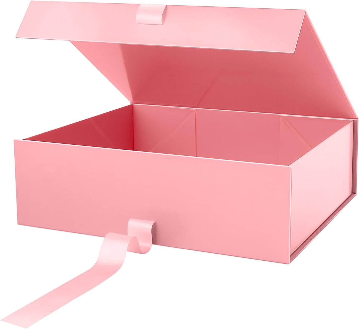 PACKHOME 17x14.5x5.5 Inches, Extra Large Gift Box with Lid, Magnetic Closure Boxes with Ribbon for Clothes and Large Gifts (Glossy Pink)