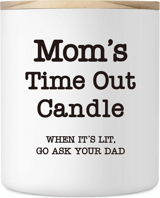 Mom Candle Gifts Mothers Day Mom Gifts from Daughter Son, 10oz Funny Birthday for Mother in Law Step Bonus Moms,Best Mother Ever Gift, Mom's Time Out Scented Soy Candle