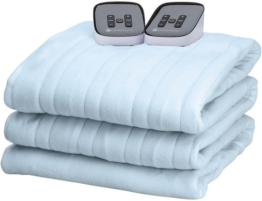 OAKRIDGETM Digital Comfort Fleece Heated Blanket - Therapeutic Heat Settings, Machine Washable, Oeko-TEX Certified, King, Sky Blue