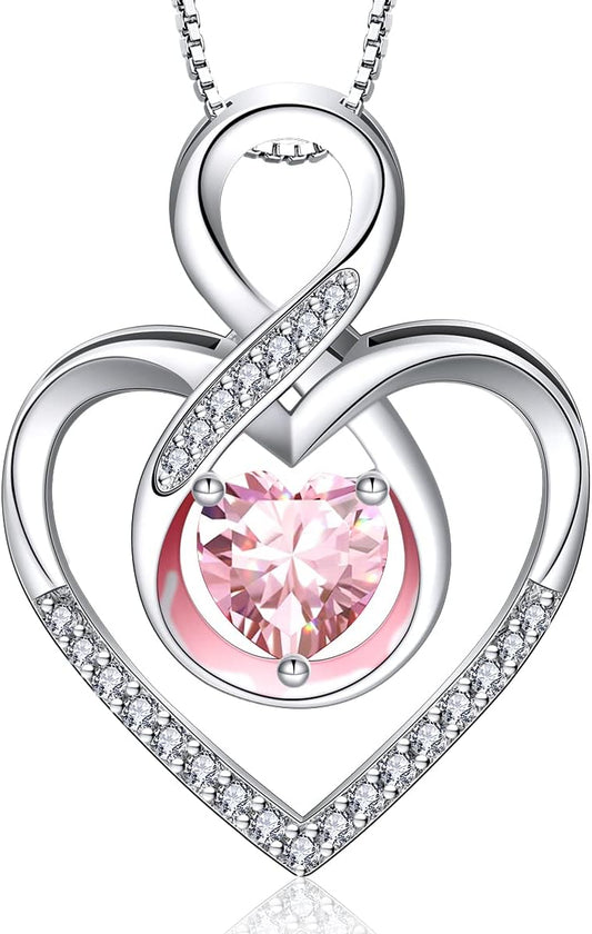 RIVIKO Infinity Heart Symbol Necklace for Women 925 Sterling Silver Love Heart Pendant Valentine's Day Mother's Day Anniversary Birthday Christmas Jewelry Gifts for Women Mom Wife Sister Her Friends