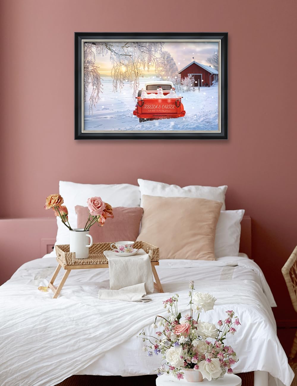 IPIC - Timeless Love Through the Seasons, Winter, Personalized Canvas Wall Art with Names, Custom Gift for Couples, Romantic Anniversary or Wedding Present for Bedroom or Living Room Decor