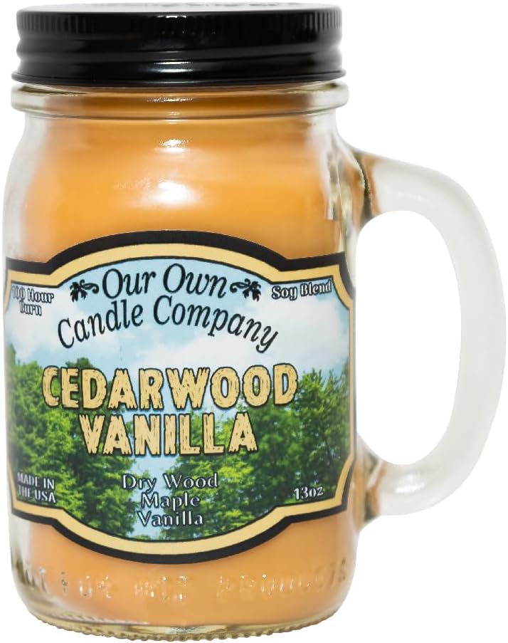 Our Own Candle Company, Cedarwood Vanilla Scented Mason Jar Candle, 100 Hour Burn Time, 13 Ounces